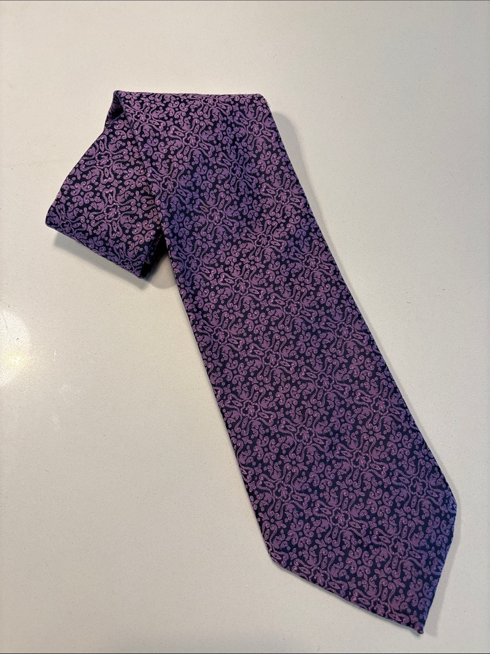Vintage Christian Dior Purple Paisley Silk Tie
